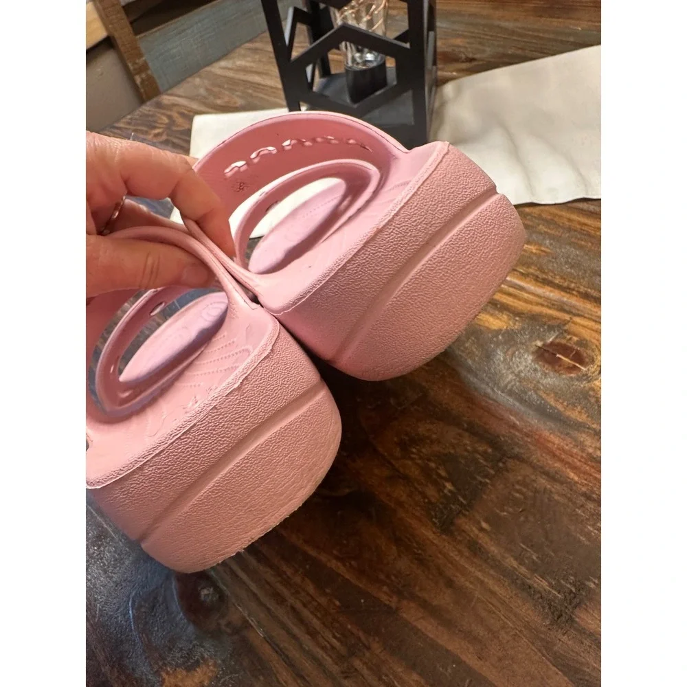 Crocs Classic Platform Sandal Pink Double Strap Rhinestone Slides Womens 8